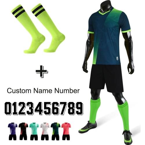 2021 New Men Football Jerseys Soccer Shirts Sets Child Club Team Football Training Uniforms Suit Child Sport Socks Clothes K8835
