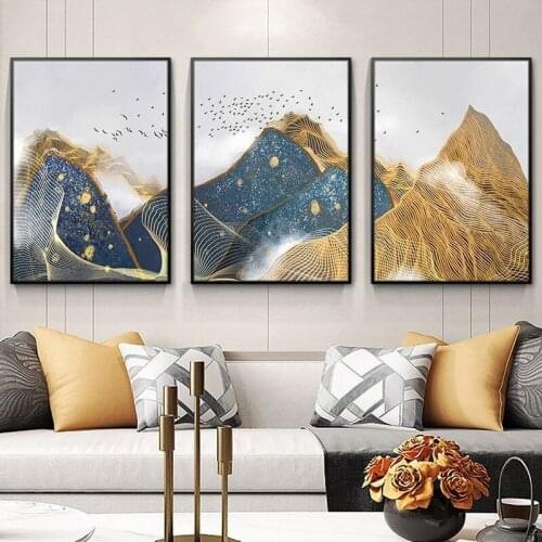 New Chinese Style Abstract Golden Landscape Painting Living Room Frameless Decorative Painting Modern Light Luxury Painting Core