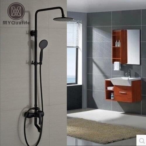 NEW Brass 8" Rainfall Shower Faucet Single Handle Bathroom Outdoor Shower Mixers Swivel Tub Filler with Hand Shower