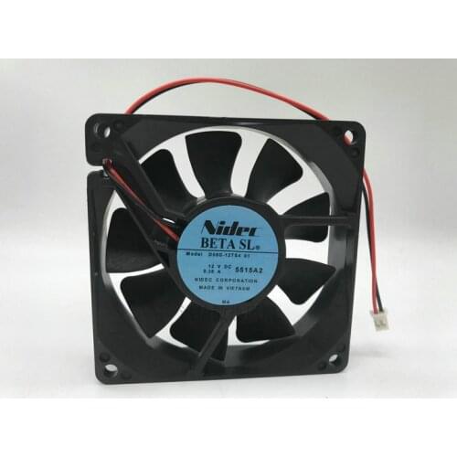 Original Nidec d08g-12ts4 01 12V 0.38a 8cm 8020 2-wire chassis cooling fan