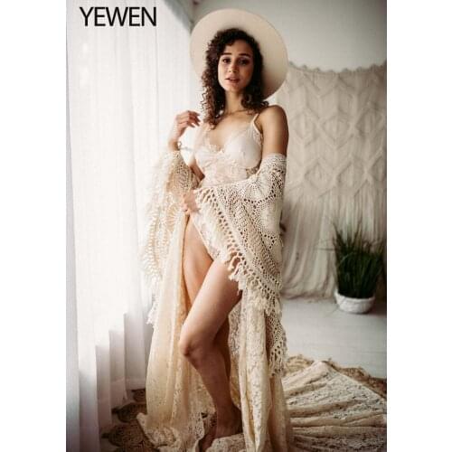 Elegant Strech Lace Dress for Photoshoot Side Slit Evening Gowns Outside Beach Photo Shooting Dresses 2021