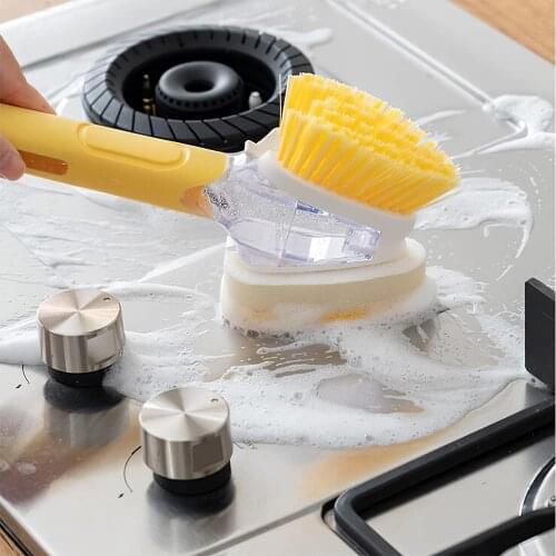 Pot Brush Kitchen Wipe Non-stick Dishwashing Brush Household Multifunctional Groove Cleaning Brush Double-sided Automatic