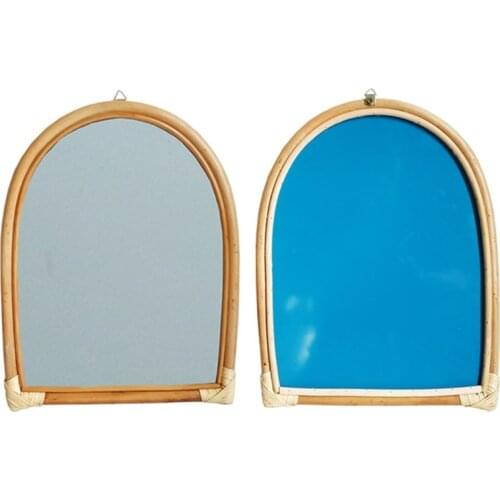 NEW Rattan Hanging Wall Mirror Innovative Art Decor Dressing Makeup Mirrors for Entryways Washrooms Living Rooms Bathroom