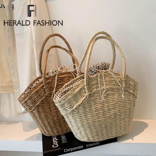 Women Bohemian Beach Handbag Rattan Wicker Straw Tote Bag Large Capacity Female Casual Travel Fashion Shoulder Basket Bolsos
