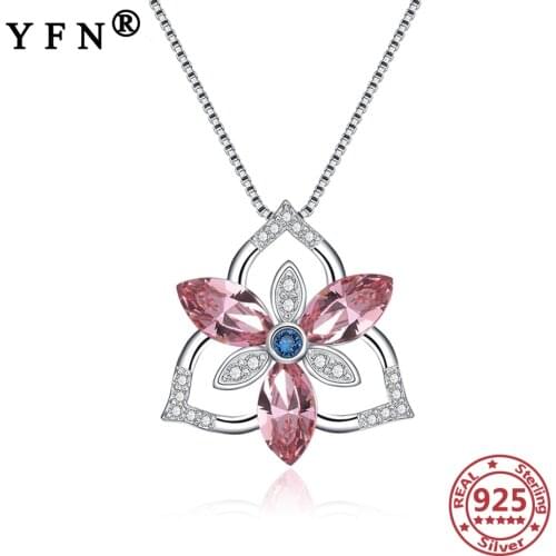 YFN 925 Sterling Silver Crystal Necklace Crystal Zircon Pendant Necklace Mothers Day Gift Moms Gift 925 Silver Womans Jewelry