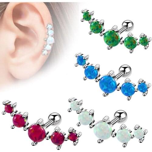 1PC Opal Ear Cartilage Piercings Surgical Steel Barbell With Opal Stone Ear Helix Tragus Earring 16g Sexy Girls Piercing Jewelry