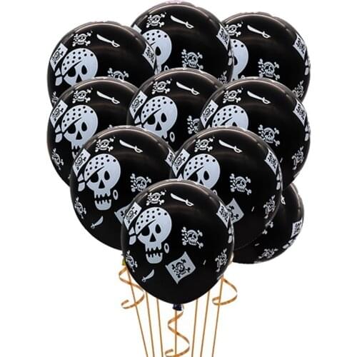 10pcs 12inch skull latex balloons Halloween pirate air globos pirates theme birthday party decoration supplies kids toys black