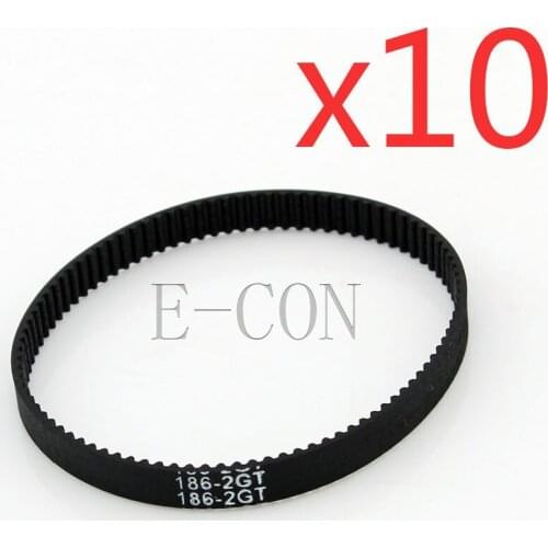 10pcs/lot 186-GT2 loop timing belt width 6mm GT2 belt Rubber Fiberglass inner length 186mm 93 Teeth for 3D Printer free ship