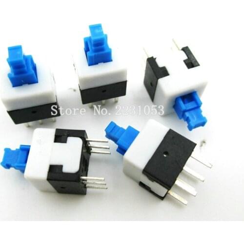 20PCS/Lot 8X8 8*8 mm 6Pin Push Tactile Power Micro Switch Self lock On/Off button Latching switch Wholesale Electronic