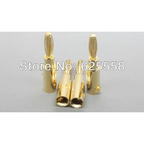 4 x Economy Gold Plated Banana Plug Connector for Speaker Cable Solder Free