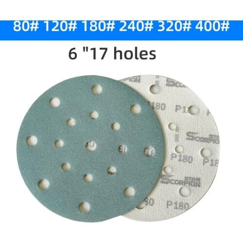 ATPRO 100 Pcs For FESTOOL Dry Sanding Paper Garnet Sandpaper 6 Inches 17 Holes P80-400 Disc Sander Abrasive