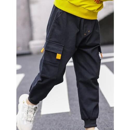 Kids Boys Casual Sports Cargo Harem Pants Spring Teenage Cotton Elastic Waist Long Trousers Children Clothing Girls Sweatpants