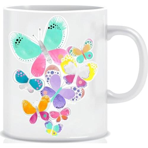 Custog Porcelain Mug Fun Design For Coffee Funny Gifts for Women and Men 12oz Customize Butterfly