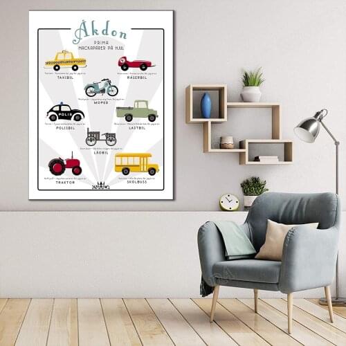 Home Decoration Canvas Painting Hd Pictures Wall Art Printed Car Alphabet Nordic Style Simple Modular Poster For Children Room
