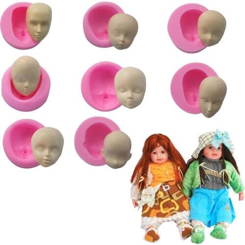 Food Grade Silicone 3D Girl Head Shape DIY Chocolate Mold Dolls Face Fondant Cake Decorating Tools Candy Clay Soap Resin Moulds