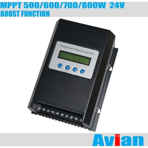 24V 500W 600W 700W 800W MPPT Wind Solar Hybrid Controller Free Software Monitor CE Boost Function Low Voltage Charging
