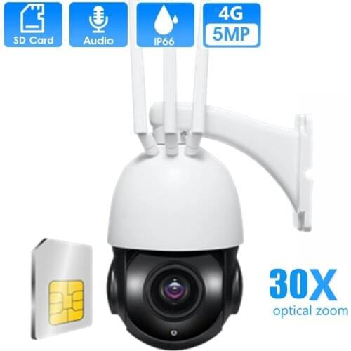 3G 4G GSM SIM Card IP Camera PTZ 1080P 5MP 30X Optical Zoom Motion Detect Outdoor Security CCTV Camera P2P Two Way Audio Camhi