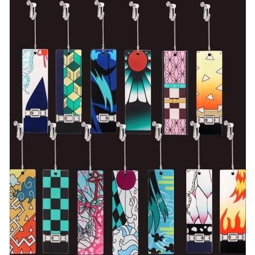 2021 New Punk Anime Acrylic Demon Slayer Ear Cuff Ear Clip for Women Men No Pierced Fake Piercing Clips Jewelry Cosplay Kolczyki