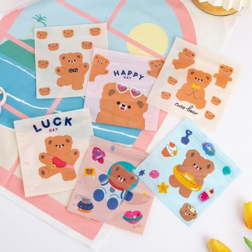 Korea Cute Snacks Sealed Bag Girl Heart Bear Bunny Biscuit Candy Small Packaging Bag Animation Derivatives
