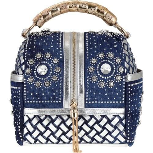 Hot 2018 Women Denim Tassel Bag Purses And Handbags High Quality Rhinestone Tote Shoulder bags Dollar Price Luxury Bags bolsas