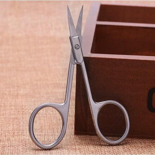 Stainless Steel Small Tilted Tip Eyebrow Nose Hair Scissors Cut Manicure Facial Trimming Tweezer Makeup Beauty Tools 90mm*46mm