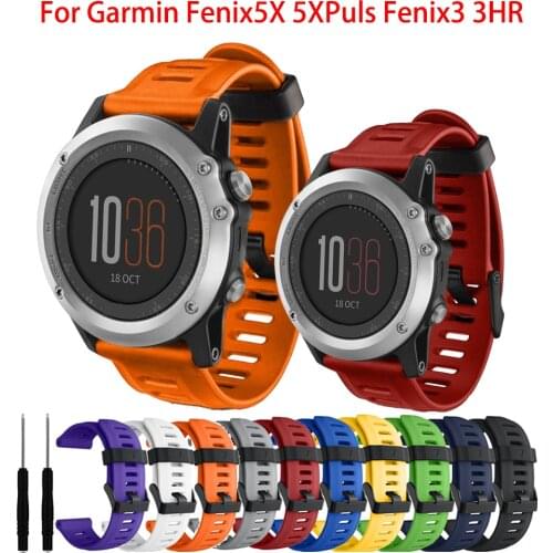 Soft Silicone Replacement Watch Band Strap with Tools for Garmin Fenix 3/Fenix 3 HR/Fenix 6X/5X/5X Plus/D2 Delta PX/Descent MK1