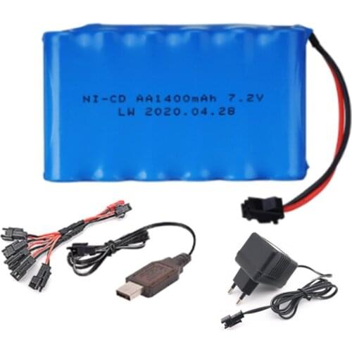 7.2v 1400mah Ni-CD Battery + 7.2v USB Charger For Rc toys Car Boats Guns Tank Train Robot AA 7.2v Rechargeable Battery Pack