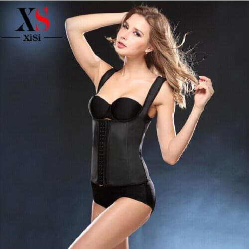 2016 New Stylish Sexy steel boned Waist trainer Corset and Bustiers Sexy Rubber Latex Waist Cincher Corsets body Shapers Vest