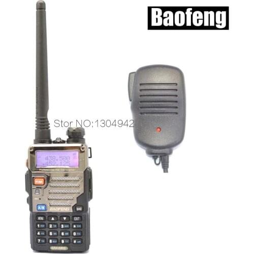 Radio sets New Black BAOFENG UV-5RE VHF/UHF Dual Band ham two way Radio amateur walkie talkie + Speaker Mic Telecom Parts