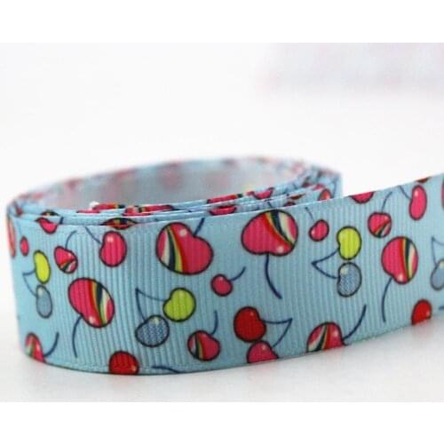New design Cherry printed grosgrain ribbon stripe ribbon 16-75mm 10/25/50 yards wedding decorative ribbons DIY craft webbing