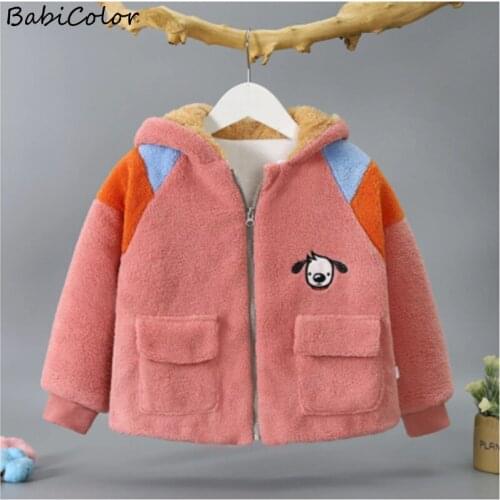 0-5Y Kid Girls Hooded Coat Clothing Winter Plus Velvet Thickening Plus Cotton New Cotton-Padded Coat Granulate Wool Baby Clothes
