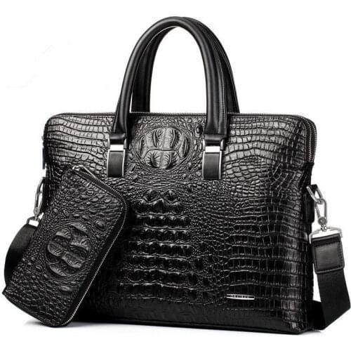 Send The Wallet Men Business Crocodile Grain Laptop Briefcases Single Shoulder Satchels Purses and Handbags Luxury Designer