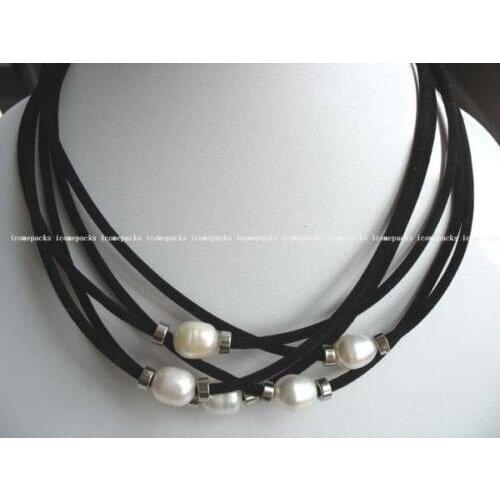 Wholesale elegant 5 strands 10-11mm egg white freshwater pearl necklace 16inches