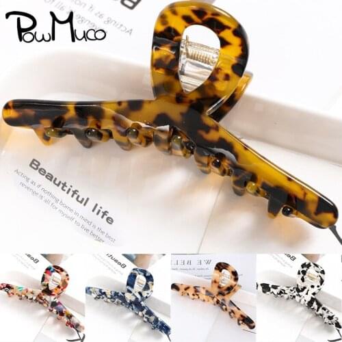 Powmuco Leopard Print Plastic Grab Clips Woman Hairpins Styling Holding Tools Hair Section Claw Clamps Pro Salon Accessories
