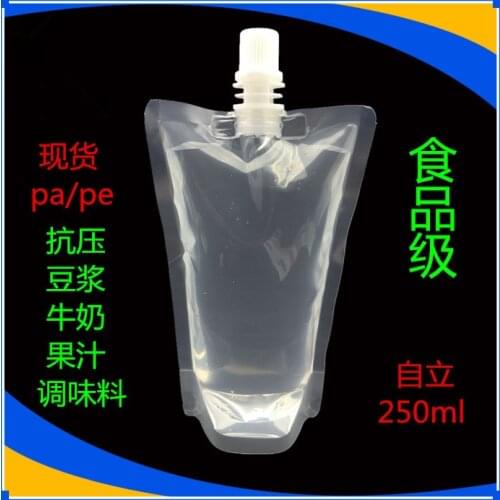 DHL 10*17cm 250ml 1000Pcs/ Lot Jelly Clear Poly PE Doypack Storage Bag Juice Milk Liquid Empty Stand Up Plastic Spout Pack Pouch