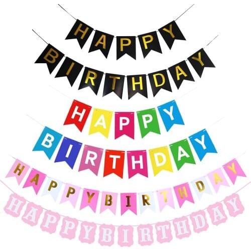 Happy Birthday Multi Themes Banner Baby Shower First Birthday Party Decorations Photo Booth Happy Birthday Bunting Garland Flags