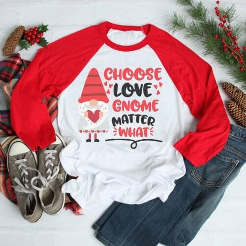 S-3XL Plus Size Blouse Fashion Women Valentines Day Gnomes Print Color Block Casual Comfortable Couple outfit Christmas 2020