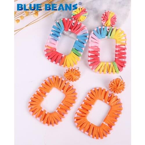 Earrings Fashion Jewelry Colorful Raffia Earring 2019 Big Geometric luxury brand Statement minimalist Earings For Women Jewelry