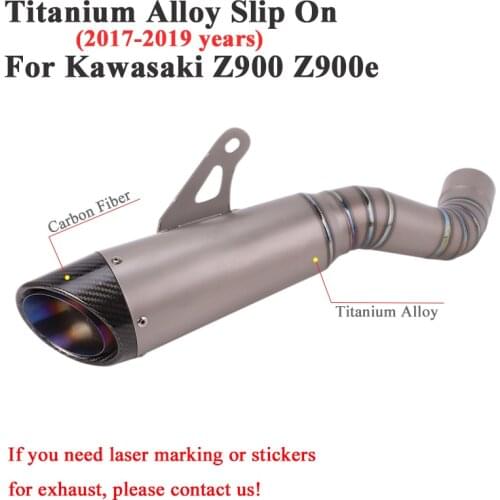 Titanium Alloy Slip On For Kawasaki Z900 A2 Z900e 2017 2018 2019 Motorcycle Exhaust Escape Modify Link Pipe Carbon Fiber Muffler