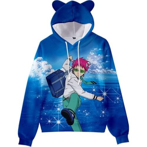 Sexy The Disastrous Life of Saiki Kusuo Hoodies 3D Printed Cat Ears Cute Boys/Girl Hoodies Sweatshirts Casual Children Clothes