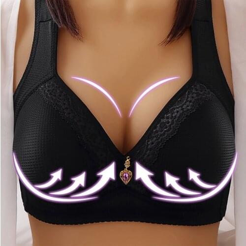 Full Cup Thin Bra Women Push Up Bra Wireless Adjustable Lace Womens Underwear Breast Cover Large Size Lace Bralette Lingerie