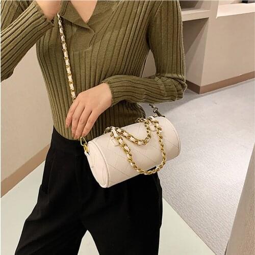 Korean Style Female Handbag Fashion Cross Metal Bandage Diamond Lattice Shoulder Bag Classic