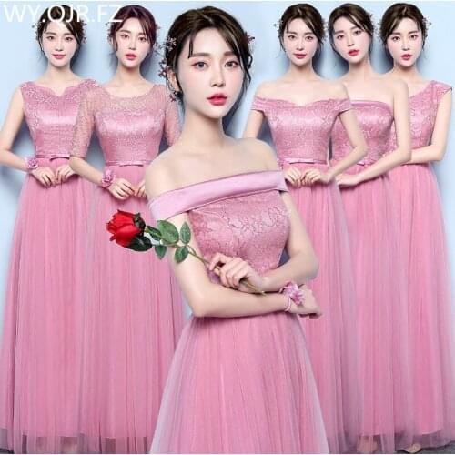 YNHS001#Bridesmaid dresses graduation gown long dinner dress girl new beanpaste wedding party dress 2019 prom gown fashion women