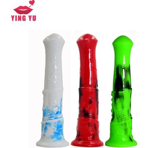 Liquid Silicone Animal Horse Donkey Penis Thick and Long Color Sinulation Fake Penis Fun SM for Women Masturbation Anal Plug