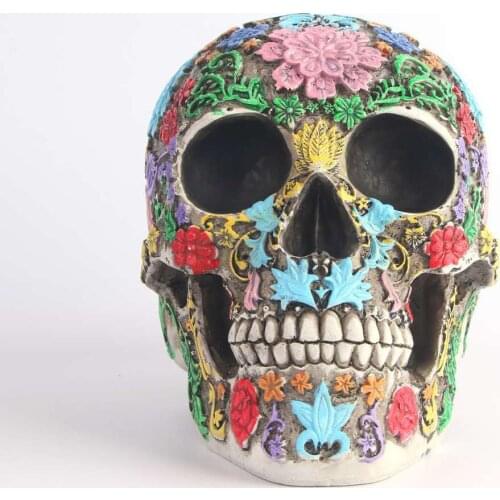 1:1 resin skull carved skull Halloween gift human skull model bar cafe ornaments decor resin charms living room decoration