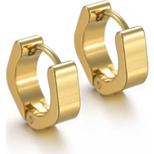 1 Pair Gold Stainless Steel Round Stud Earrings For Women Pierceing Earrings Men Punk Fashion Jewelry