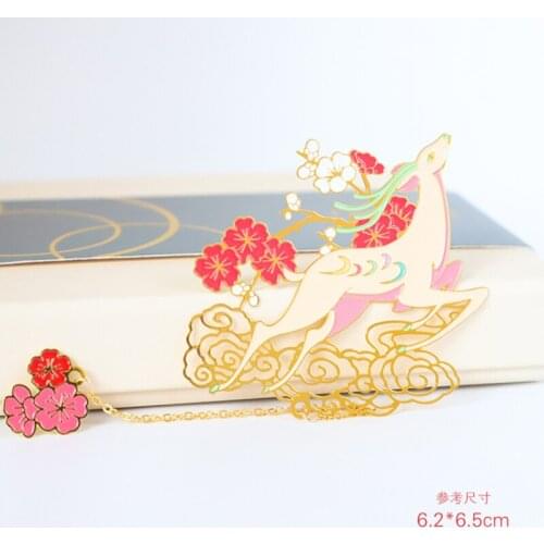 1pc Creative Sika Deer Bookmark Cute Pendant Tassel Metal Art Exquisite Book Mark Page Folder Office School Supplies Stationery
