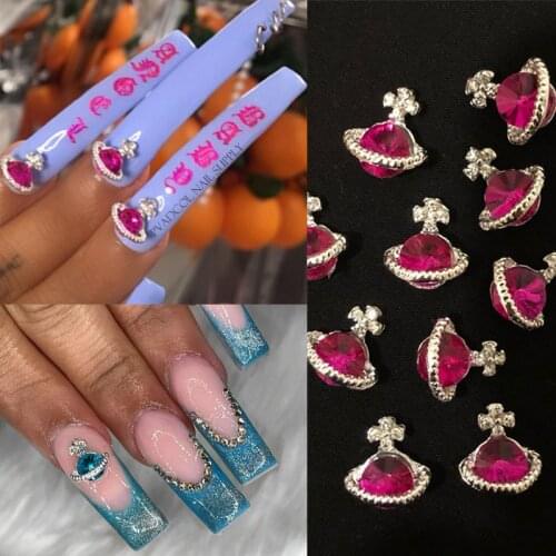 10pcs Planet Blue 3D Nail Art Rhinestones Designer Charm Gems Kawaii Nails Manicure Decoration Accessories