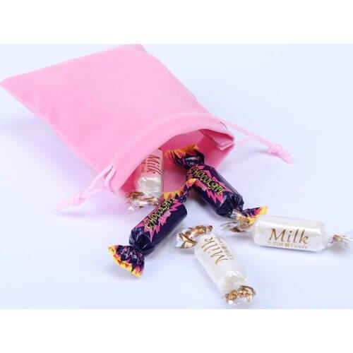 10Pcs Jewelry Packaging Ring Earring Lipstick Storage Velvet Bag Pouch Drawstring Bags Wedding Party Gifts Packing Flannel Bag
