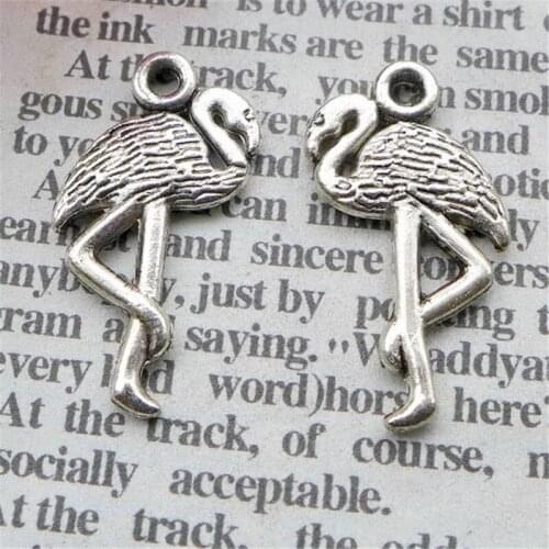 200Pcs/lot Antique Silver Ostrich Charms 24*14MM Alloy Flamingo Charms DIY